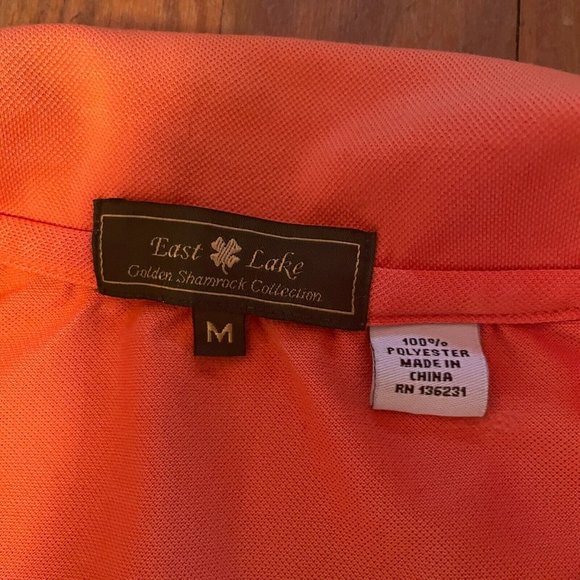 East Lake Golden Shamrock Collection Golf Stretch Polo Orange Mens M Shirt - Picture 5 of 8